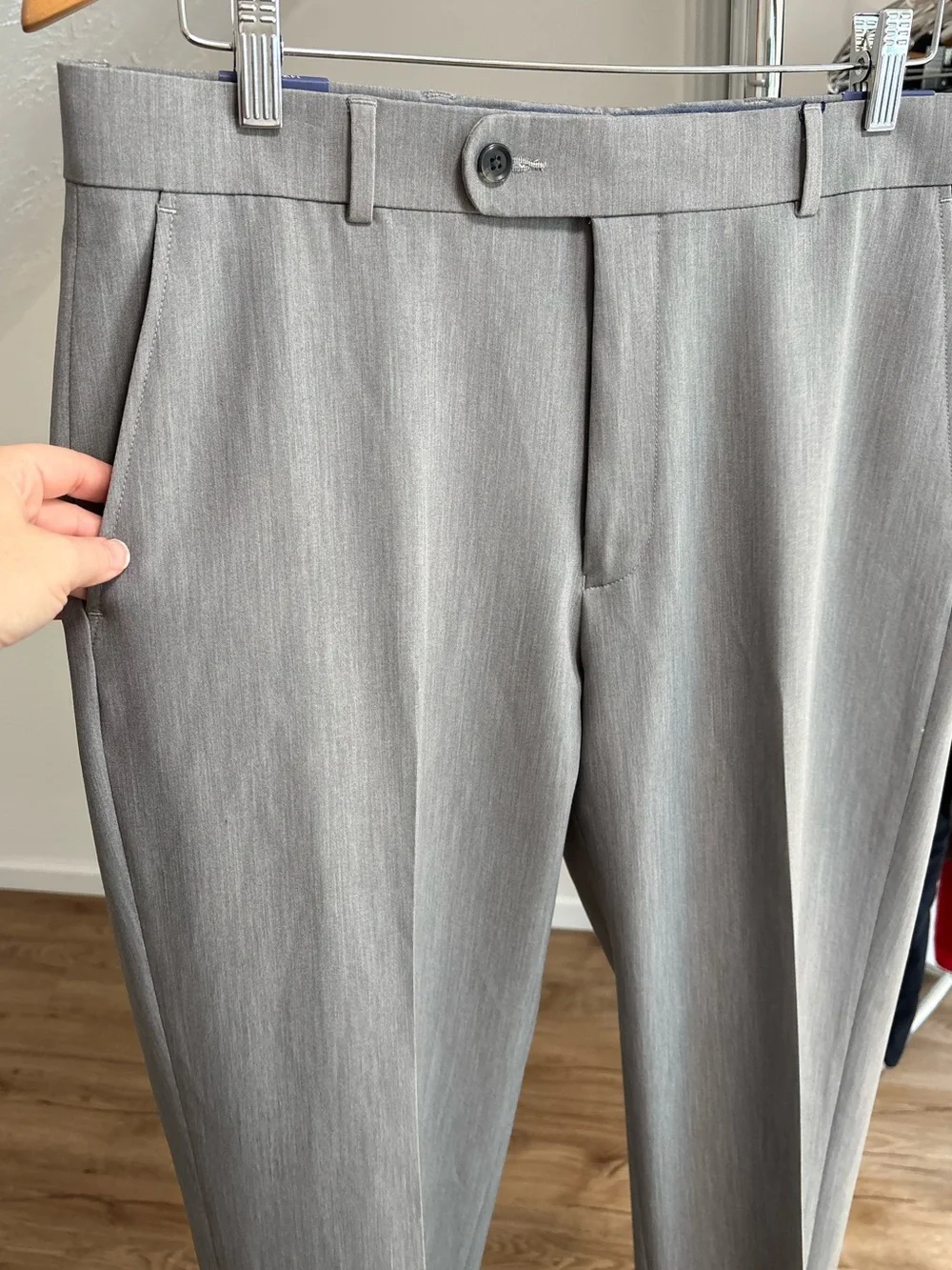 NWT 1946 by Ballin pearl grey straight leg trousers, 34x32